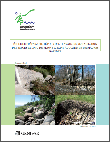 Étude de préfaisabilité pour des travaux de restauration des berges le long du fleuve à Saint-Augustin-de-Desmaures